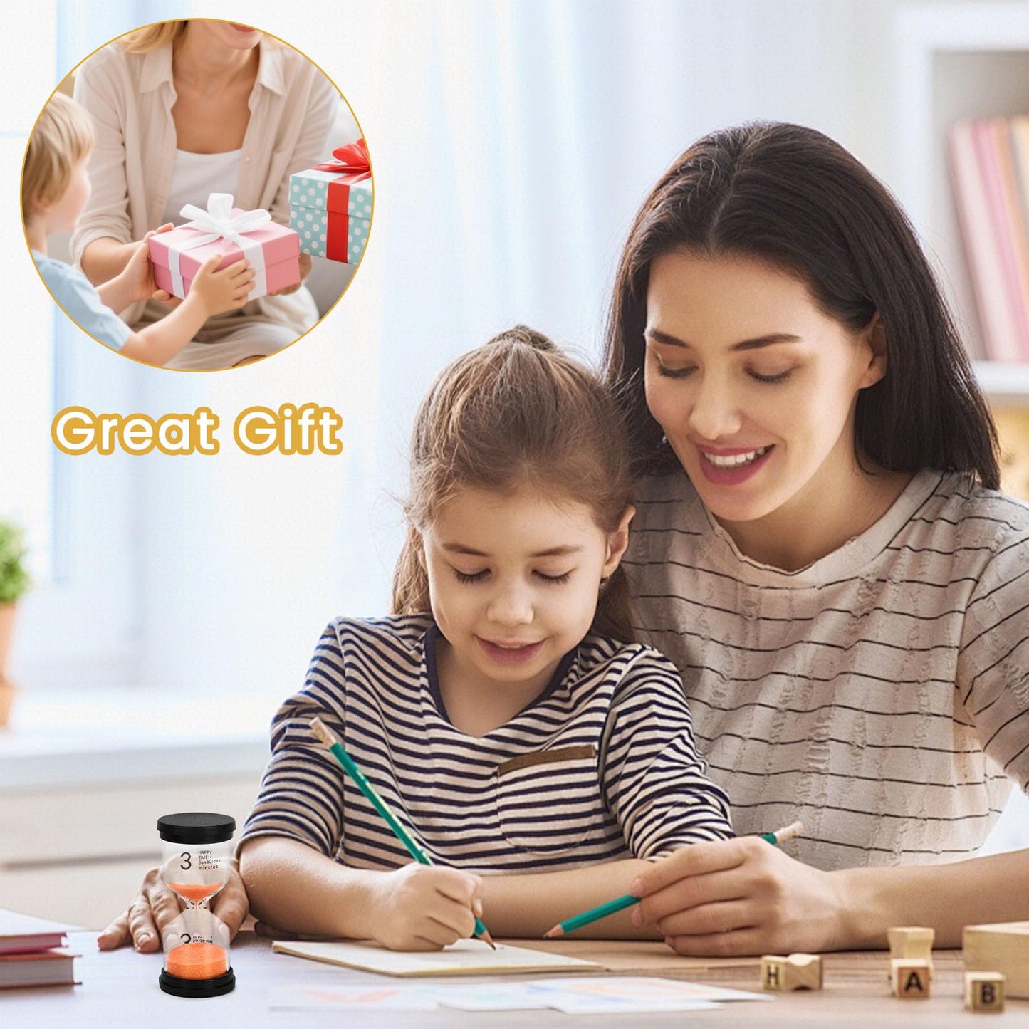 Shindel Sand Timers Set, 6PCS Colorful Hourglass Sandglass Timer 1/3/5/10/15/30 Minutes Sand Clock Timer for Games Classroom Kitchen Cooking Office