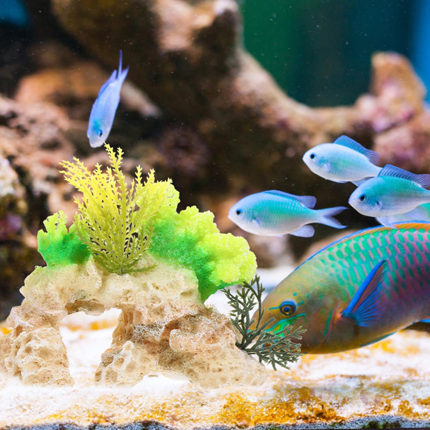 Hemoton Artificial Yellow Coral Sculpture Resin Aquarium Ornament for Fish Tank Landscaping, Sea Life Coral Figurine Decorative Reef for Freshwater and Saltwater Aquariums