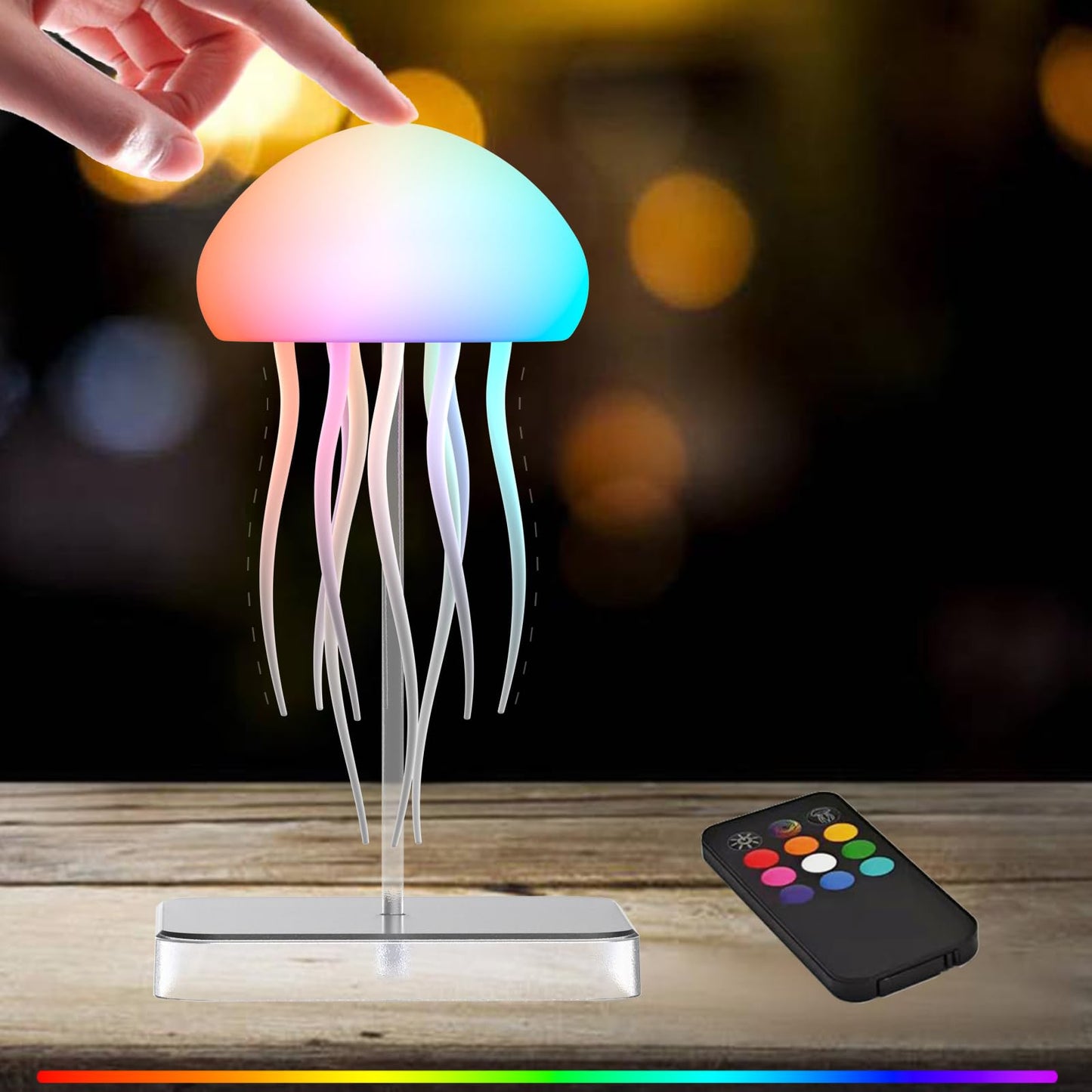 Camdii Jellyfish Lamp with Touch Sensor and Remote Control, Rechargeable Eye Friendly RGB Gradient Jellyfish Night Light as Desk Lamp, Table Lamp, Bedside Lamp or Christmas Gifts