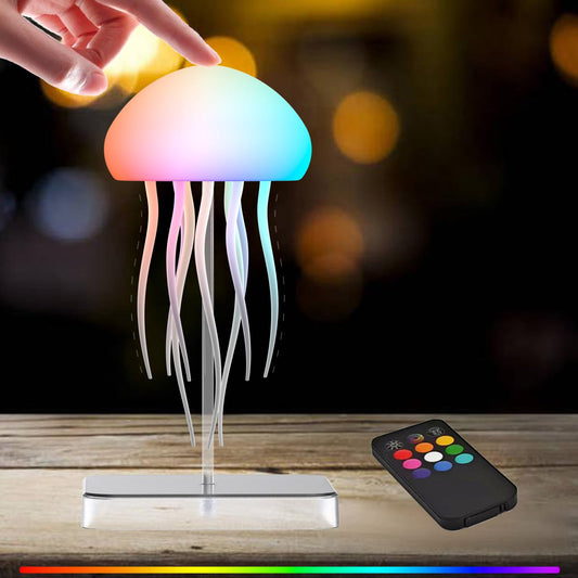Camdii Jellyfish Lamp with Touch Sensor and Remote Control, Rechargeable Eye Friendly RGB Gradient Jellyfish Night Light as Desk Lamp, Table Lamp, Bedside Lamp or Christmas Gifts