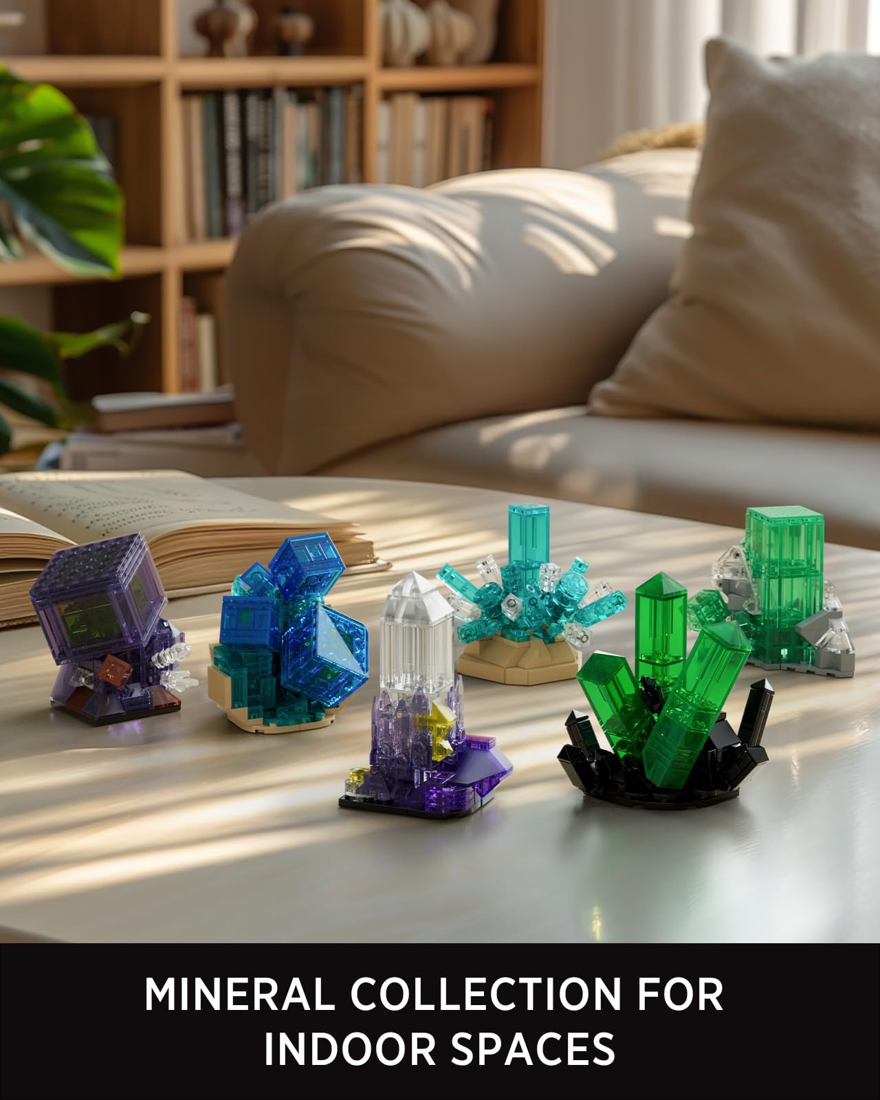 Nifeliz Geology Rock Collection Building Set for Adults, 6 Mineral Models for Creative Desk Display, Nature-Inspired Gift for Home Decor Lovers (651 PCS, NF10363)