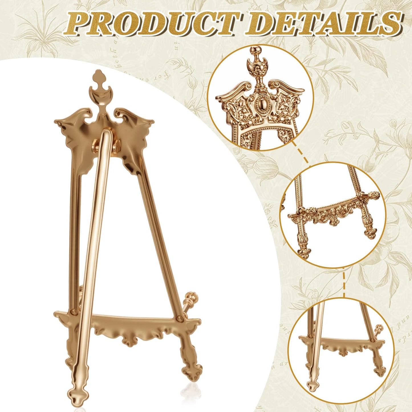 Novabright Ornate Metal Display Stand Only, 9 Inch Antique Decorative Easel for Scrying Mirrors, Small Plates, Photos, Crystal & Altar Decor