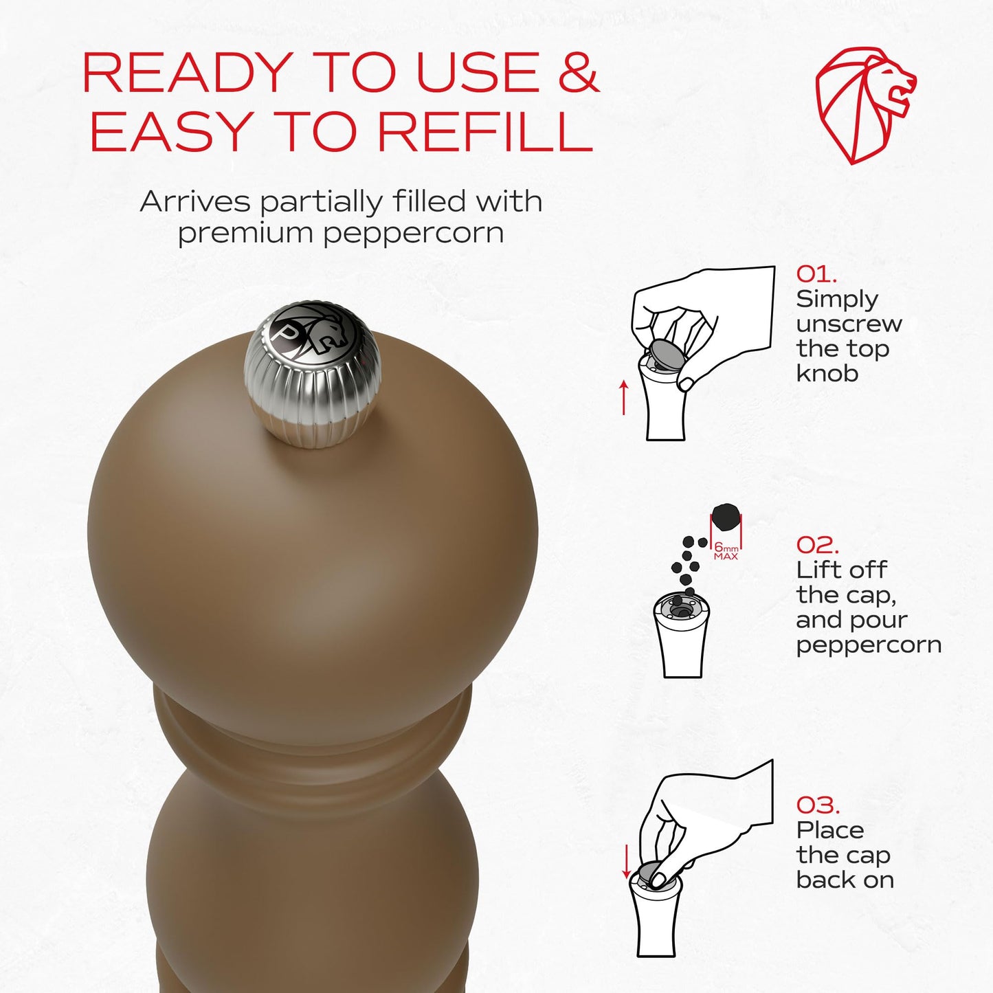 PEUGEOT Paris u'Select Pepper Mill - Mocha, Manual Rock Pepper Mill