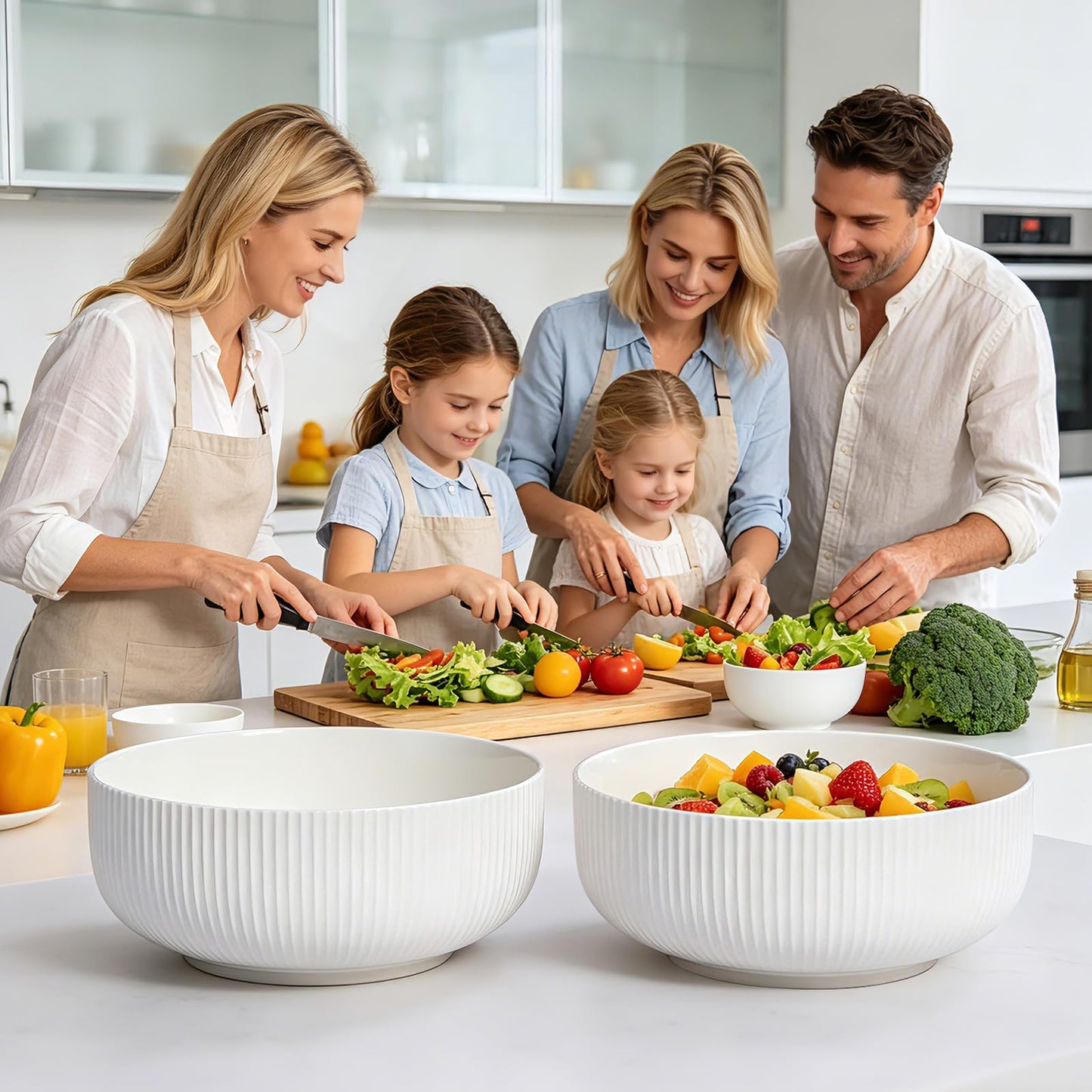 DANALLAN Salad Bowl, 2Pcs Mixing Bowls Set 8 inch 60 oz Large Ceramic Pasta Serving Soup Ramen Bowl for Kitchen Dishwasher and Microwave Safe