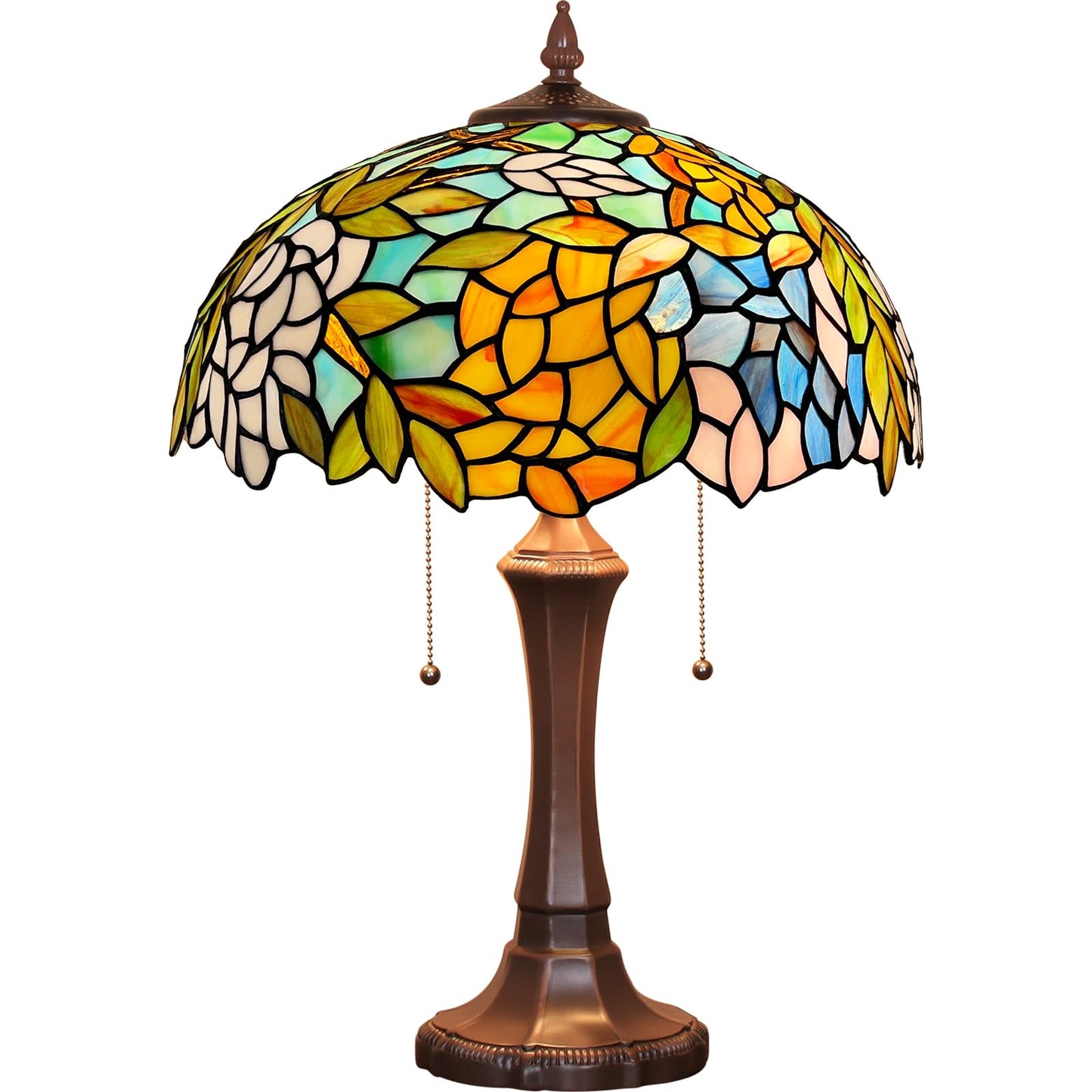 Capulina Tiffany Lamp Wisteria Stained Glass Table Lamp 2-Light