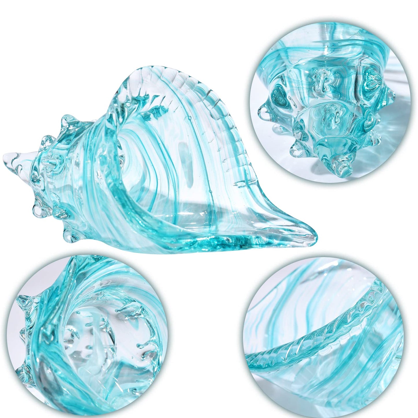 DOVDOV Blown Glass Conch Statues - Modern Glass Art, Conch Decorative Statues for Dining Tables, Entryways, Coffee Tables, Living Rooms, Kitchens, Shelf Fillers