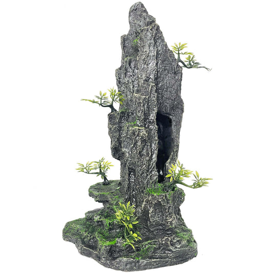 VMCN Aquarium Decoration Large and Tall for Fish Tank Rock Thematic Ornaments Aquarium Mountain View Stone Ornaments Aquarium Decor Tree House Cave Fish Tank Landscape - Extra Large