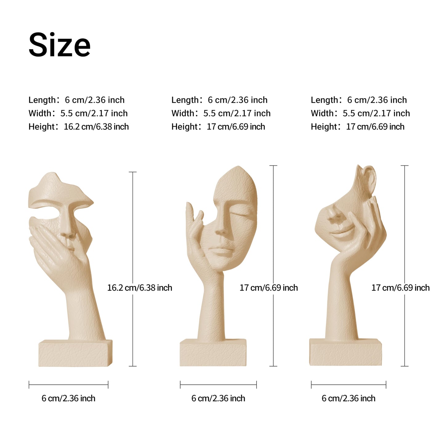 Aris & Juno 3 Pcs Thinker Statue Set - Abstract Sculpture Home Decor for Living Room, Office Desktop, and Room Decor - Adorable Resin Figurines for Shelves, Coffee Tables and TV Stand, Gift for Women