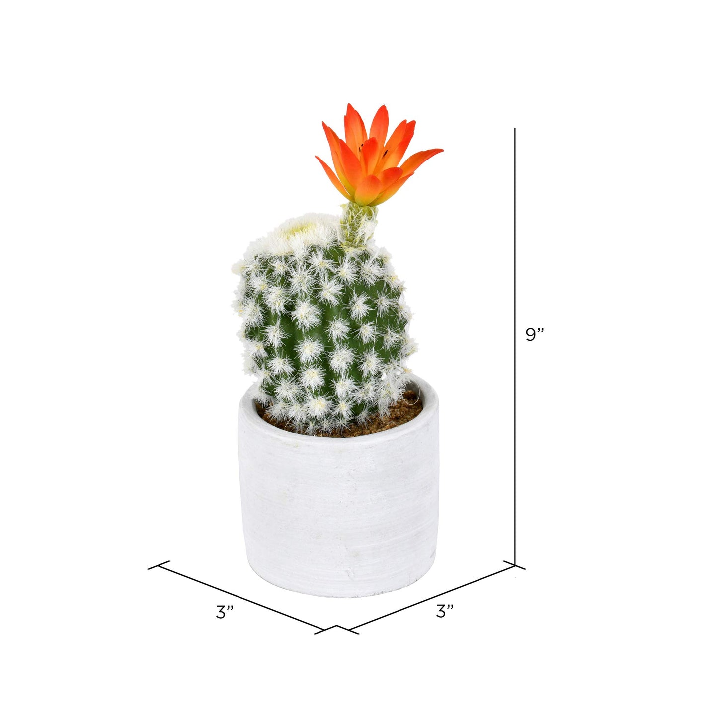 Vickerman Everyday 9" Green Cactus in Cement Pot - Faux Indoor Potted Plant - Greenery for Home Or Office Decor - Maintenance Free