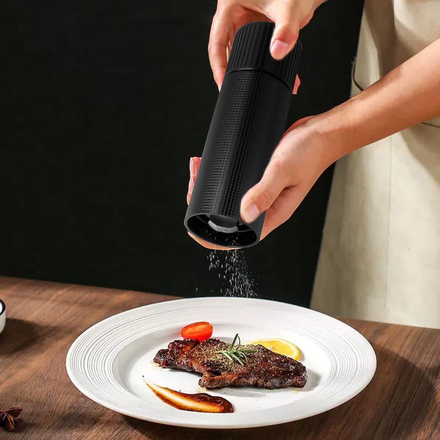 WhiteRhino Professional Pepper Grinder Mill with Top Button Lock,Heavy Duty High Output Aluminum Pepper Mill Refillable,Spice Grinder with Stainless Steel Burrs and Adjustable Coarseness Gift Set