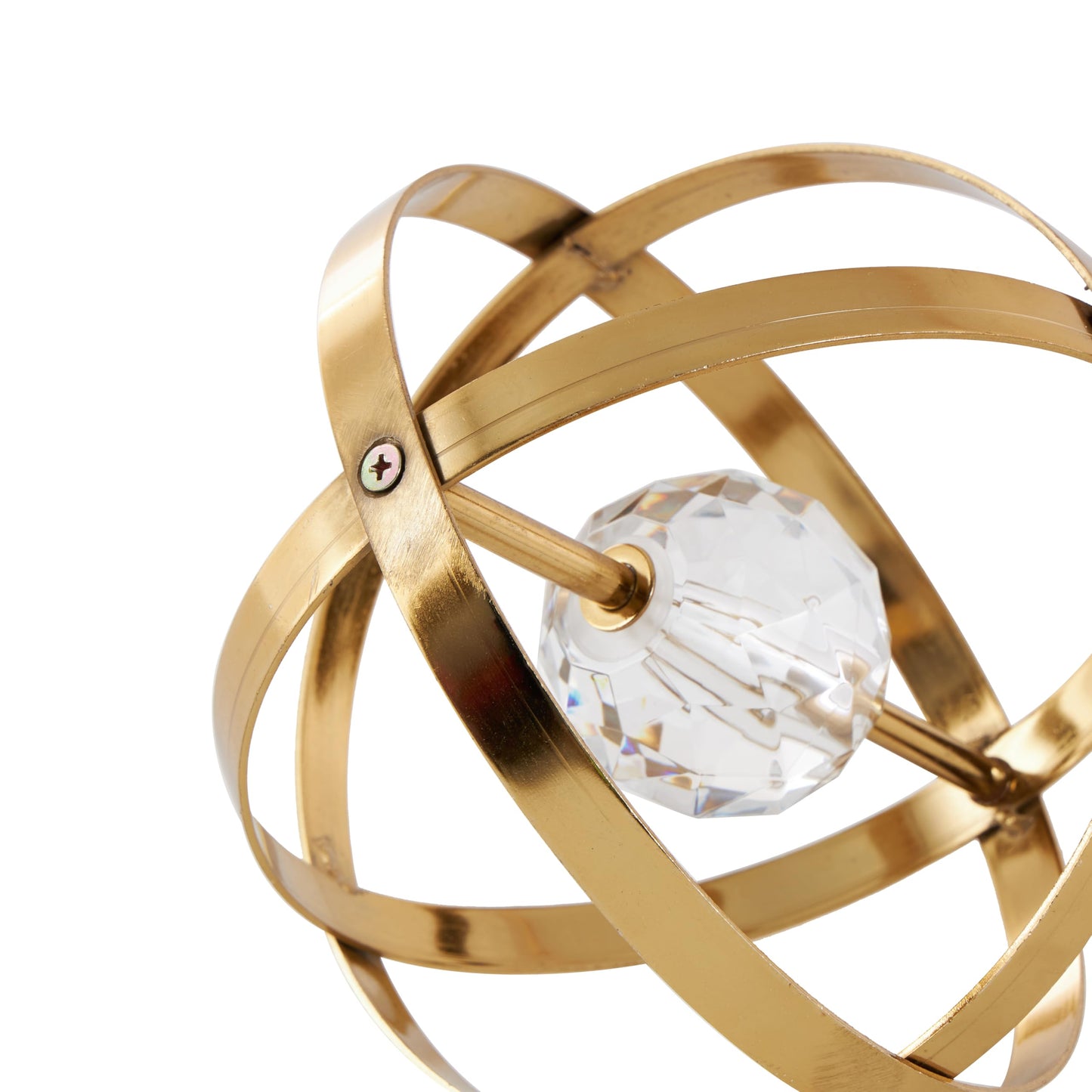 Deco 79 Metal Geometric Decorative Sculpture Orb Home Decor Statues with Acrylic Center, Set of 3 Accent Figurines 8", 6", 4"D, Gold