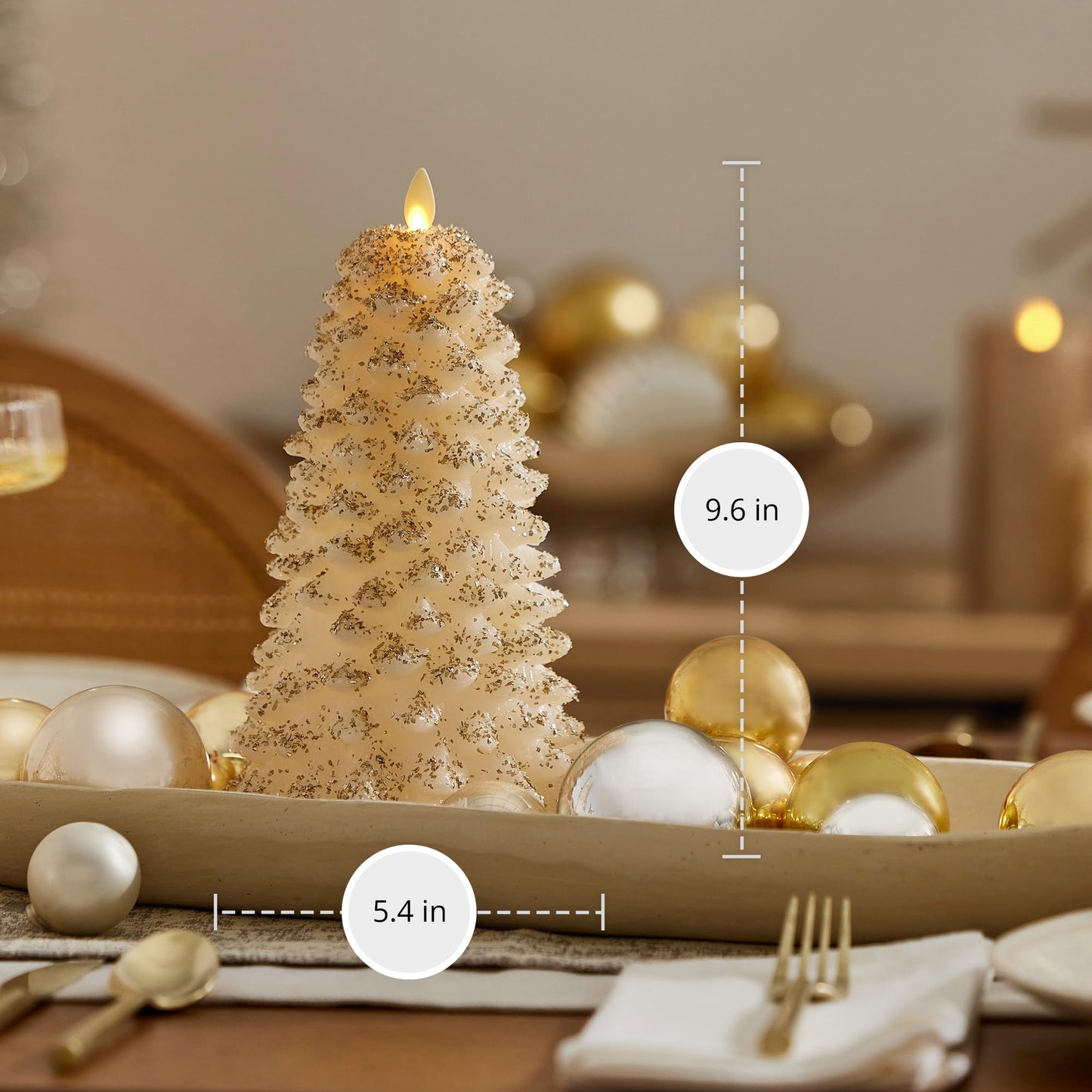 Luminara Christmas North Tree Flameless LED Candle, White Swan 9.6" Battery Operated Moving Flame Real Wax Unscented Safe Timer Home Decor Convenient