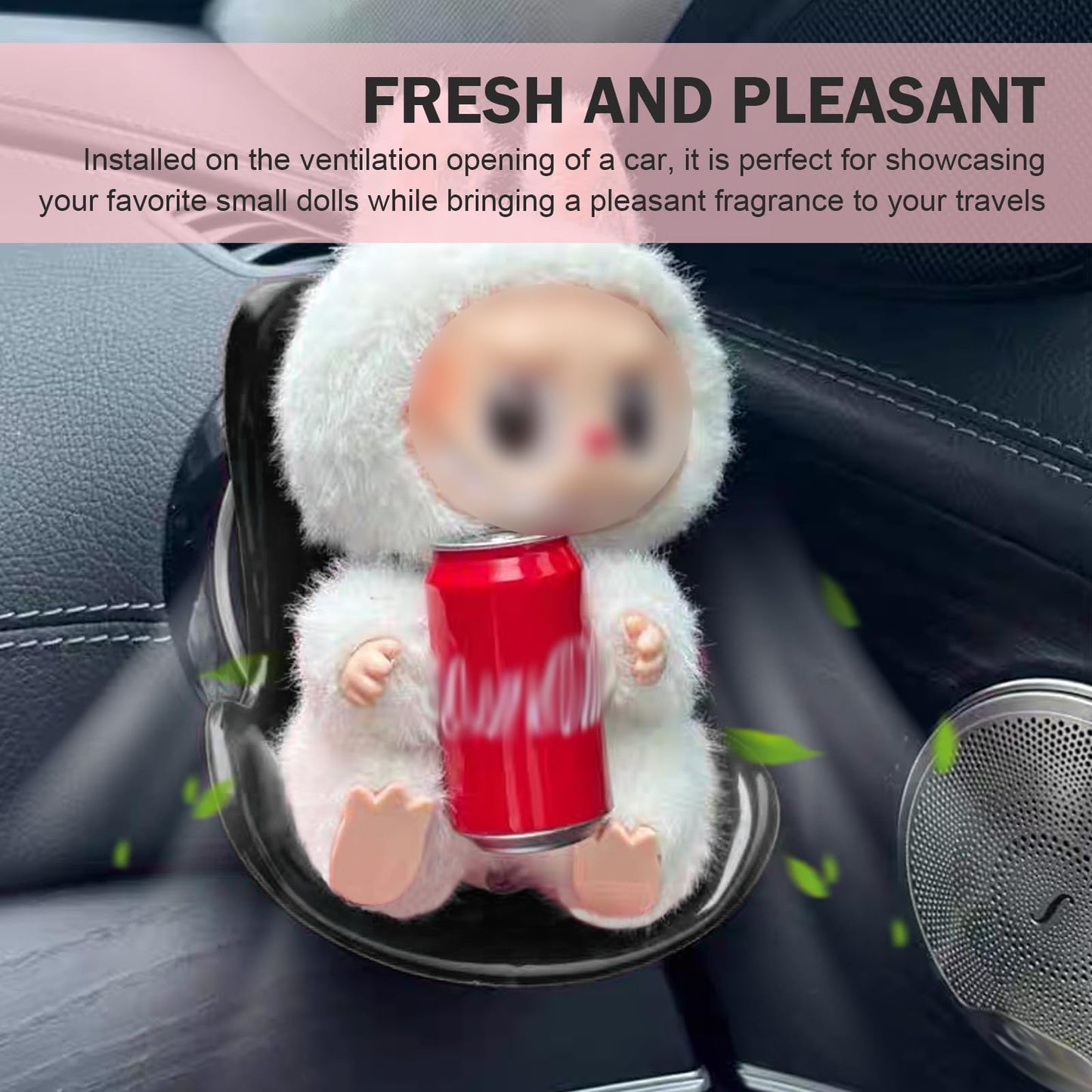 CyperFair 2 PCS Labubu Dolls Car Seat, Mini Seat-shaped Air Vent Clip, Cute Seat Decoration Accessories for Displaying Doll Collections, Universal for Most Cars, Trucks, SUVs (Pink & Black)