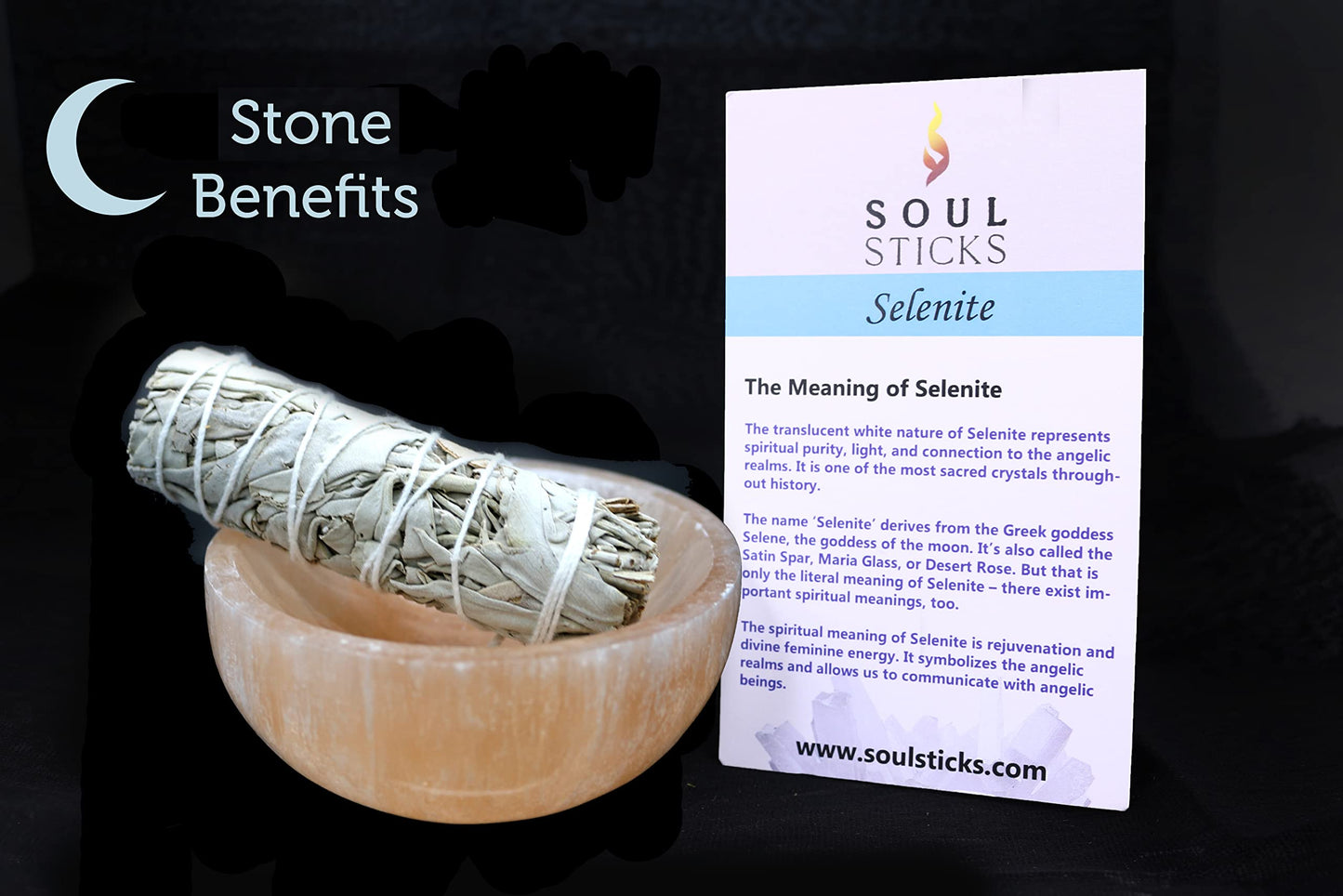 Soul Sticks Selenite Crystal Bowls for Smudging, Healing, Recharging Crystals | Pure Selenite Smudge Bowl & Crystal Charging Station Ethically Sourced in Morocco, Orange (3 Inch)