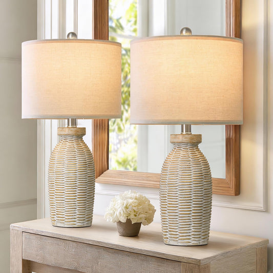 22.75" Table Lamps for Living Room Small Lamps for Bedroom Bedside Lamps Set of 2 Boho Lamps for Night Stands Nightstand Lamp Farmhouse Vintage Rustic Modern Side End Table Lamp Light Home Deco Gifts