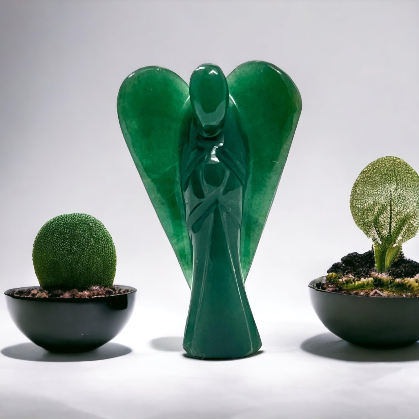 ANAYA AGATE Green Jade Guardian Angel Statue – 2 Inch Natural Hand-Carved Crystal Angel Figurine for Luck, Prosperity & Positive Energy – Healing Stone for Women, Home & Office Decor