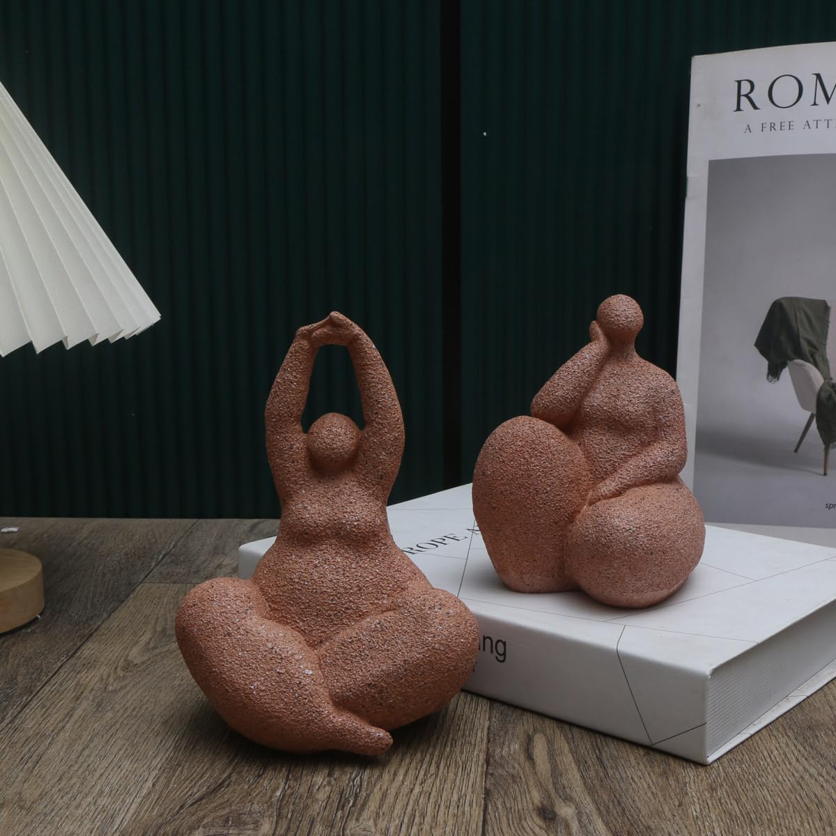 Modern Resin Abstract Sculpture - Contemporary Art Decor for Home/Office, Durable Sandstone Finish, Meditating Figure Statue, Indoor Tabletop Decoration (Squatting Woman)
