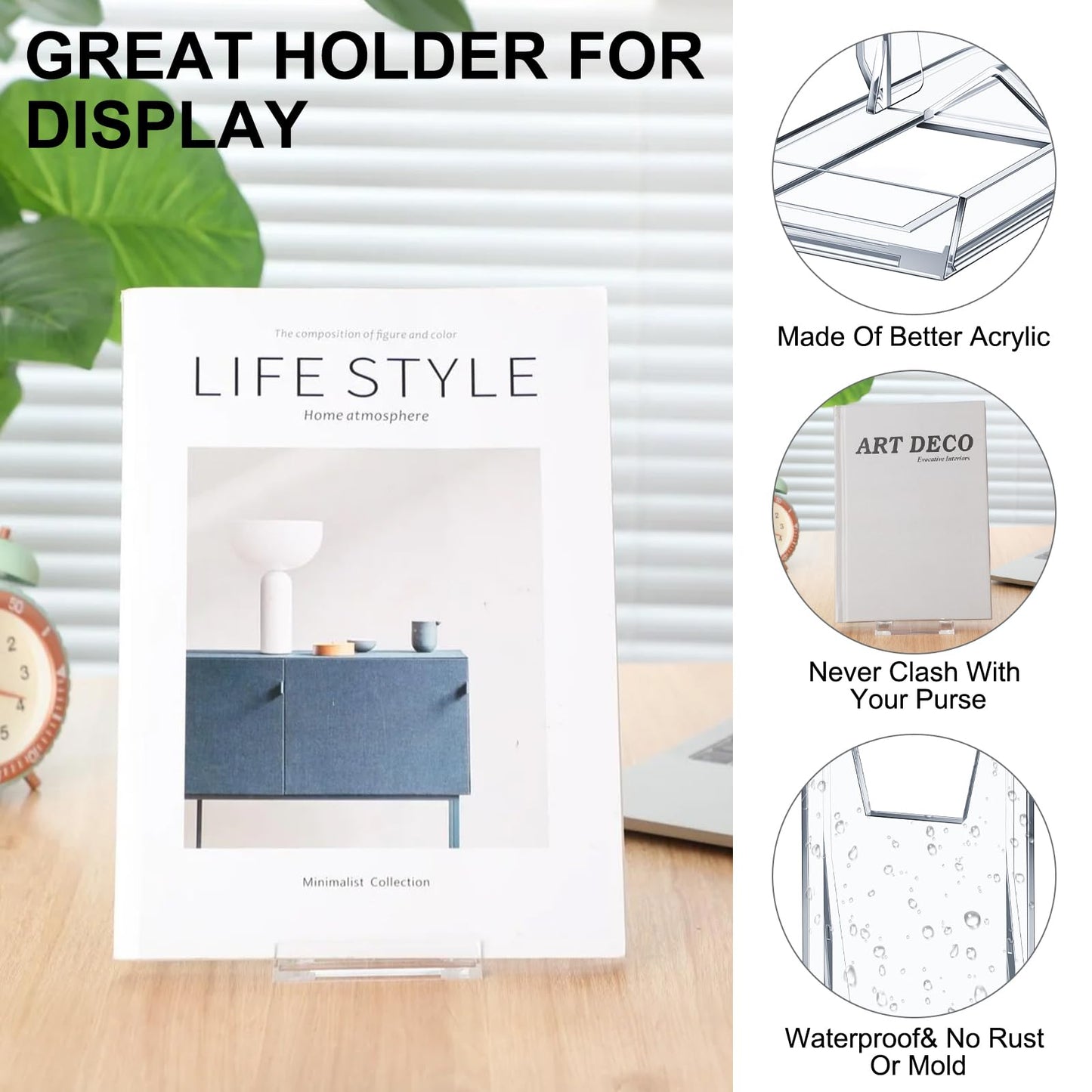 Memorywuu 12 Pack Acrylic Book Stand for Display Adjustable Clear Display Holder Easel Collector Stand for Home Office Back to School Comic Album CD Magazine Postcard Artworks (5.91 x 6.1 x 3.15 Inch)