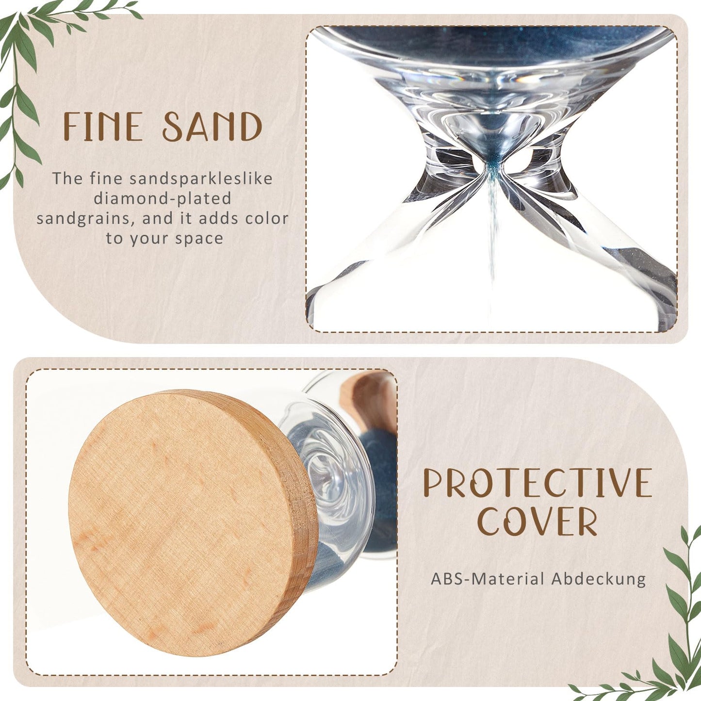 Kingdder Pack of 6 Wooden Sand Timer Set Operation Christmas Earthy Colorful Hourglass Timer Sandglass 1/3/5/10/15/30 Minutes Sand Clock Gift for Back to School Classroom Office Kitchen Cooking Home