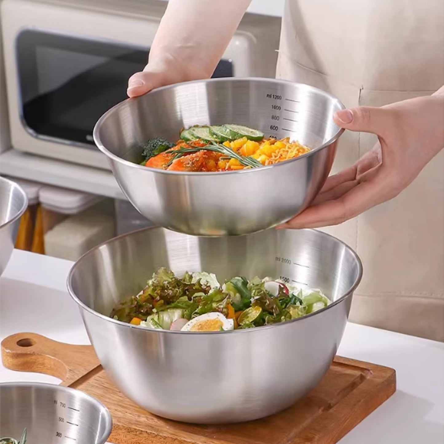 4 Pack Stainless Steel Mixing Bowl Set, Microwave and Dishwasher Safe,Ideal for Baking, Prepping, Cooking and Serving Food