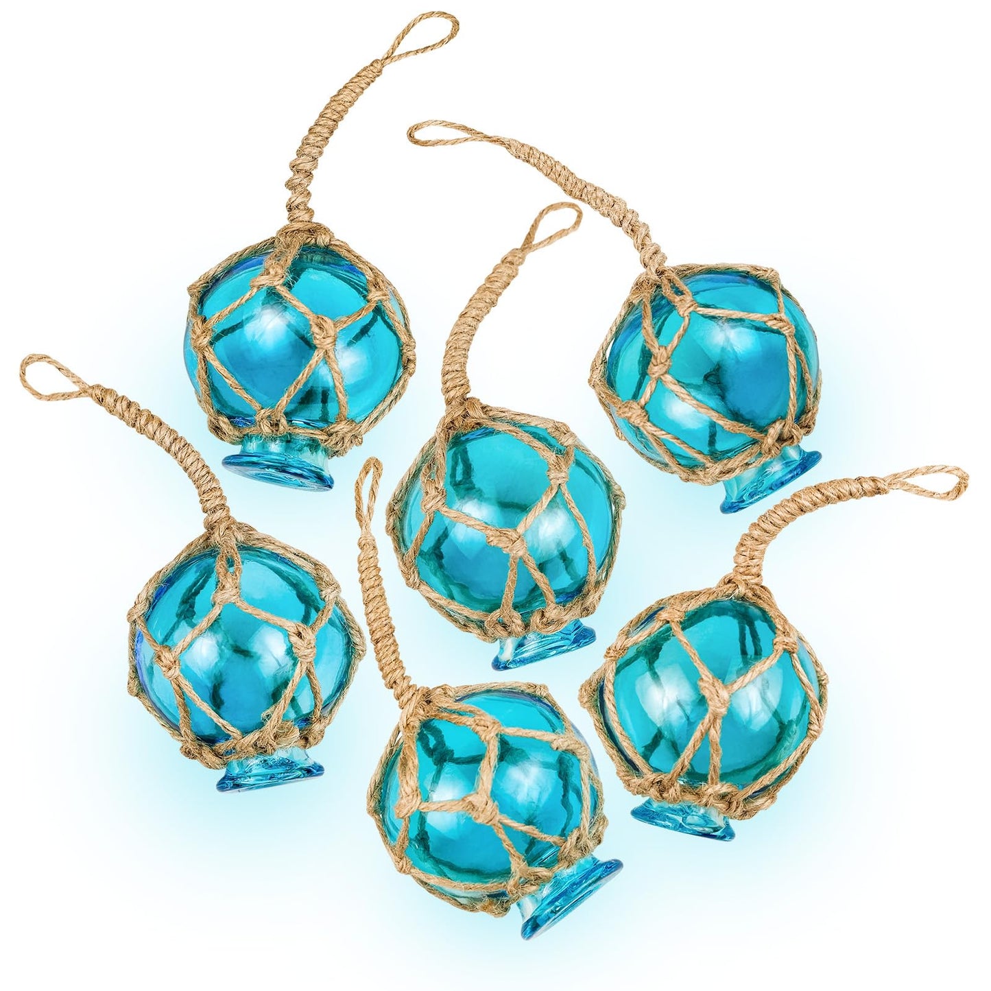 SAILINGSTORY Glass Fishing Float Buoy Ball Beach Ornaments 2" Blue 6 Pack