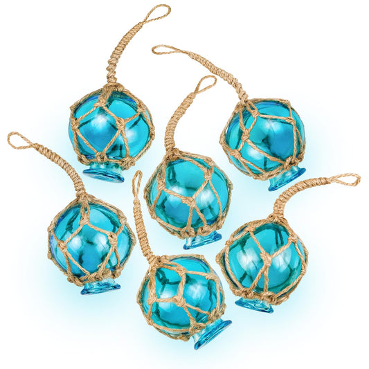SAILINGSTORY Glass Fishing Float Buoy Ball Beach Ornaments 2" Blue 6 Pack