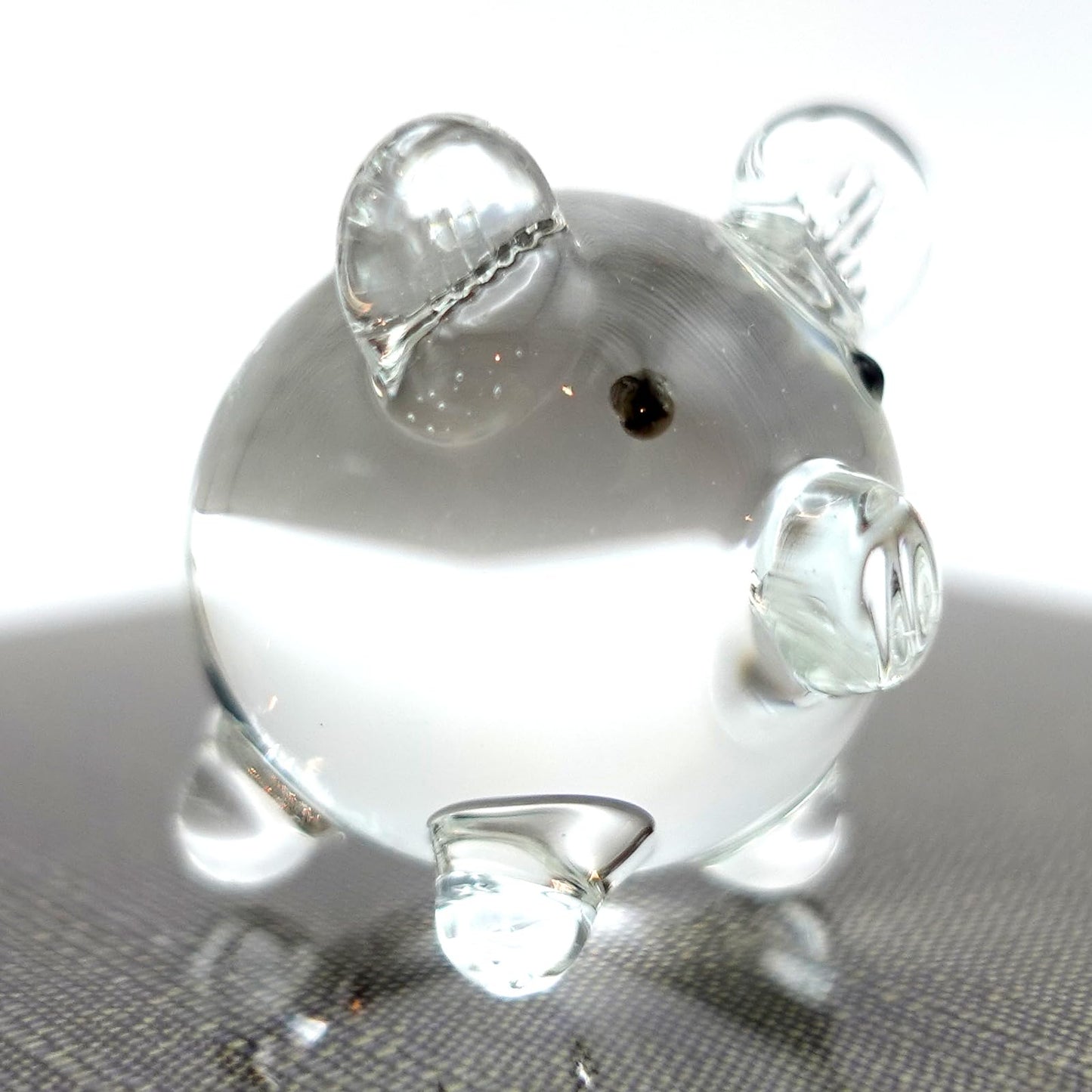Sansukjai Tiny Pig Miniature Glass Figurine – Handmade 1-Inch Blown Glass Animal – Cute Farm Decor – Collectible Gift (Clear)