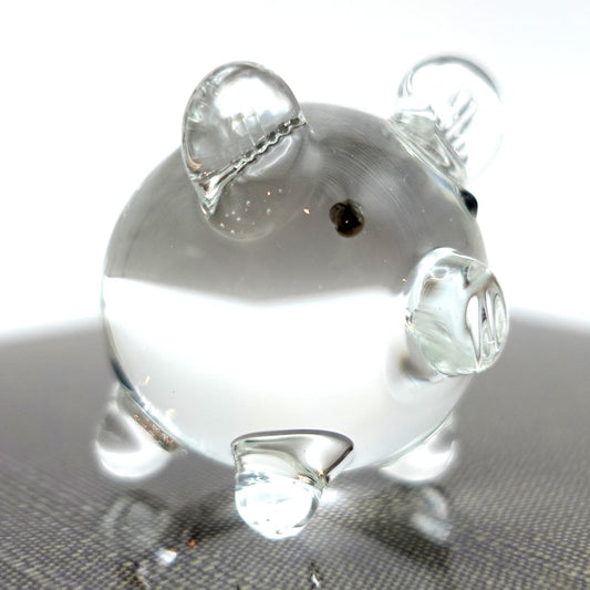 Sansukjai Tiny Pig Miniature Glass Figurine – Handmade 1-Inch Blown Glass Animal – Cute Farm Decor – Collectible Gift (Clear)