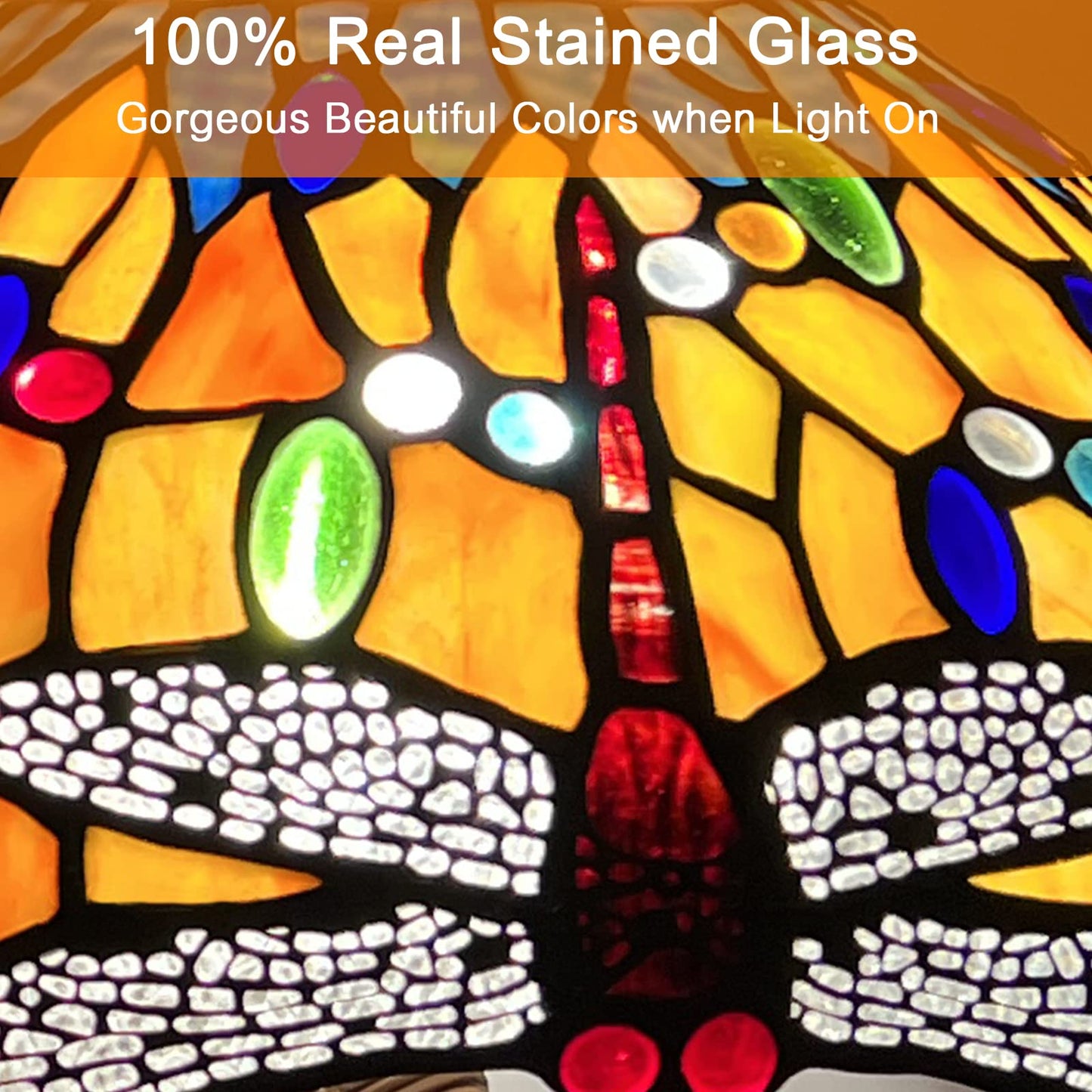 Capulina Tiffany Table Lamp Red Dragonfly Stained Glass Lamp 3-Light