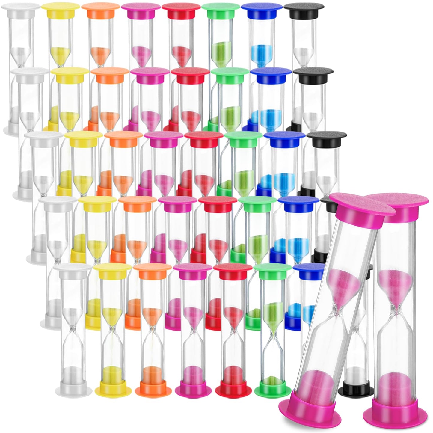 40 Pcs 2 Minute Sand Timer for Kids, Multicolor Plastic Sand Clock Timer, Mini Hourglass Bulk Sand Clock Timer for Adult Kids in Classroom Kitchen Games Office School