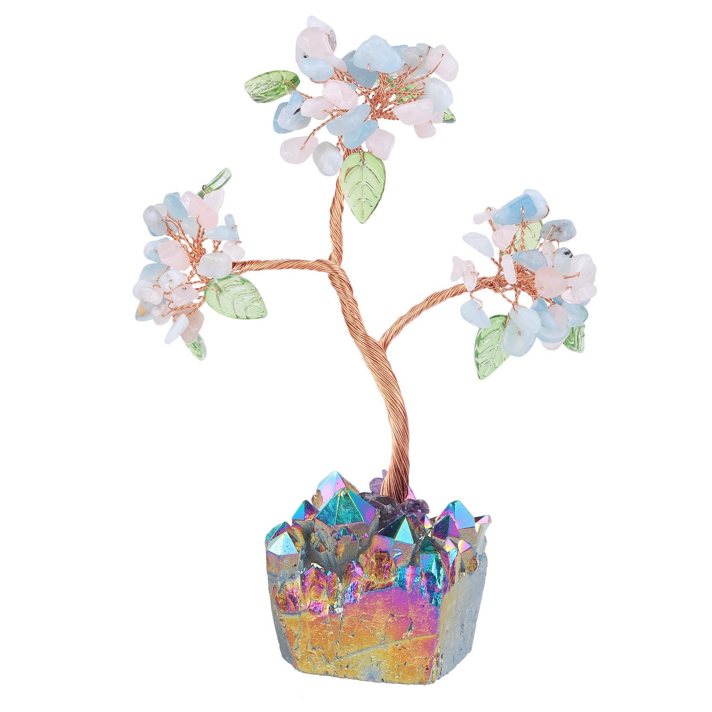mookaitedecor Healing Crystal Tree with Rainbow Titanium Cluster Base
