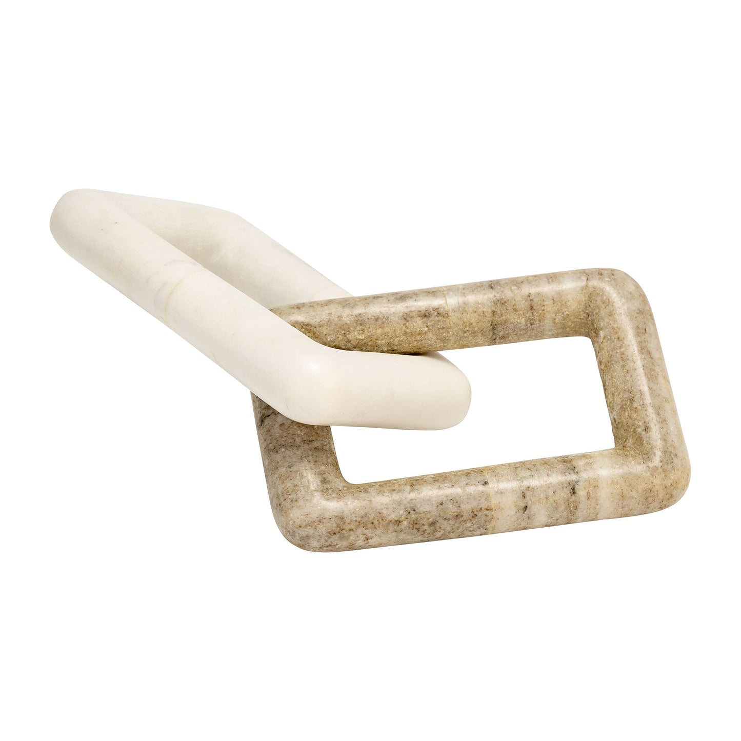 Rectangular Link Stone Marble Sculpture Figurine for Home and Bathroom - Decorative Object for Office and Room Decor - Display Ornament for Living Room, Shelf and Coffee Table Accent - 2", White