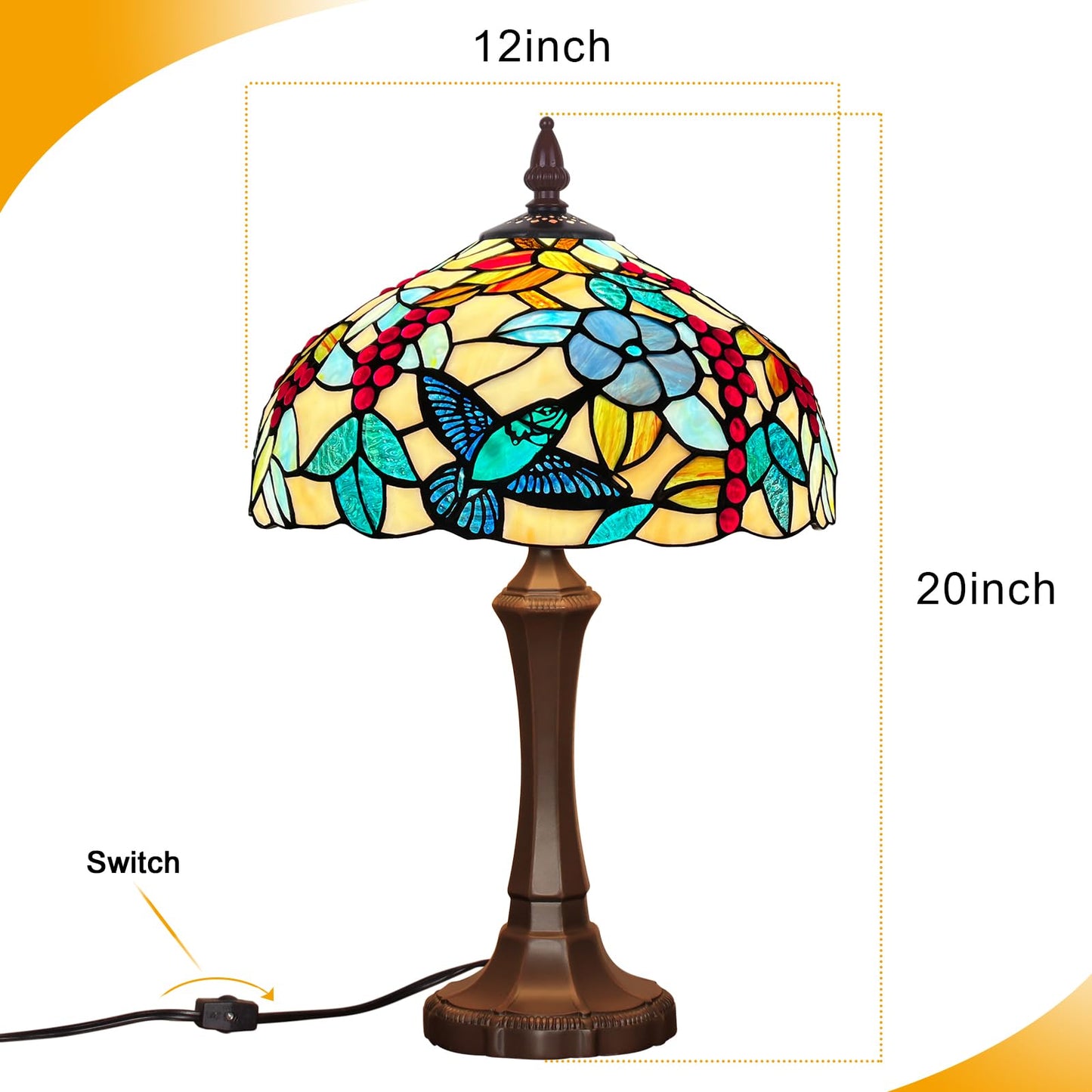 Capulina Tiffany Table Lamp Red Grape Stained Glass 12x12x19 Inches