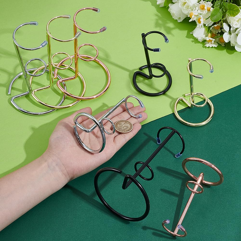 NBEADS 8 Pcs 2 Sizes Crystal Wand Display Stand, Iron Arms Display Stand Display Easel Holder for Small Gemstones Crystal Mineral Agate, 4 Colors