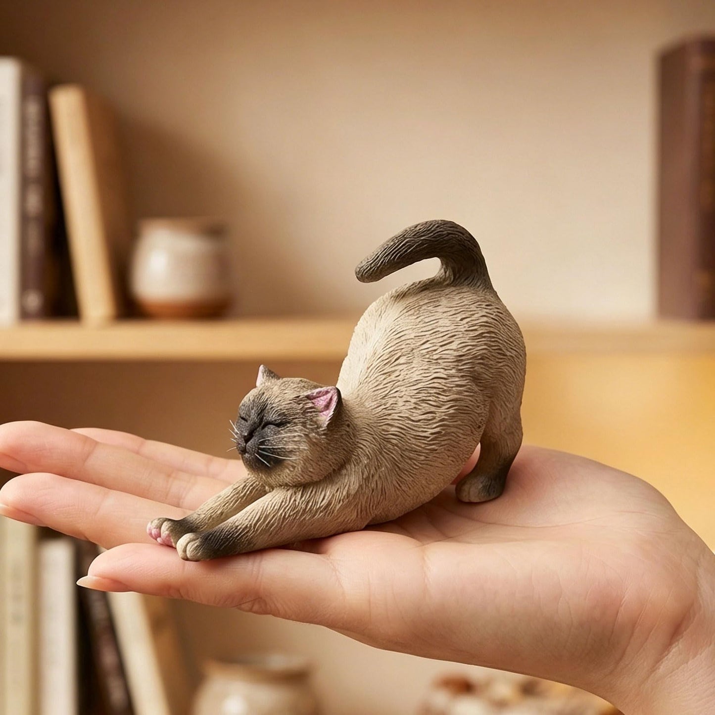 Hikiwin Stretching Cat Figurine, Resin Cat Decor Statue for Home, Shelf, Office Desk, Living Room Decorations, Cute Cat Decor Gifts for Cat Lovers Women Men, 1 Piece