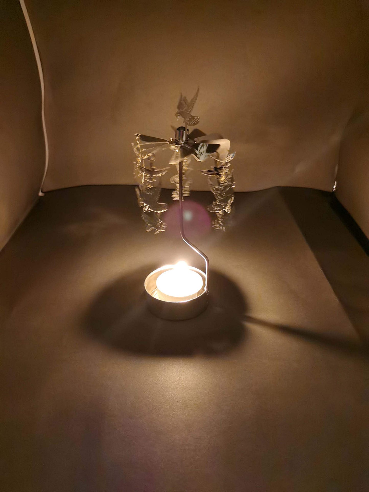 HOKHBCW Rotary Candle Holder Spinning Candleholder Metal Small Gift (Dove of Peace)