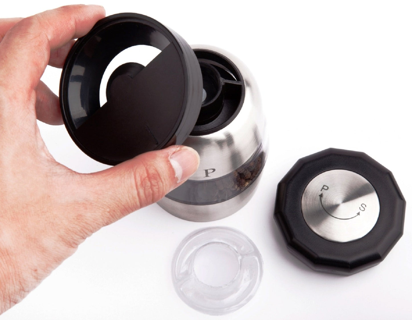 Ozeri Duo Ultra Salt and Pepper Mill and Grinder, Stainless Steel