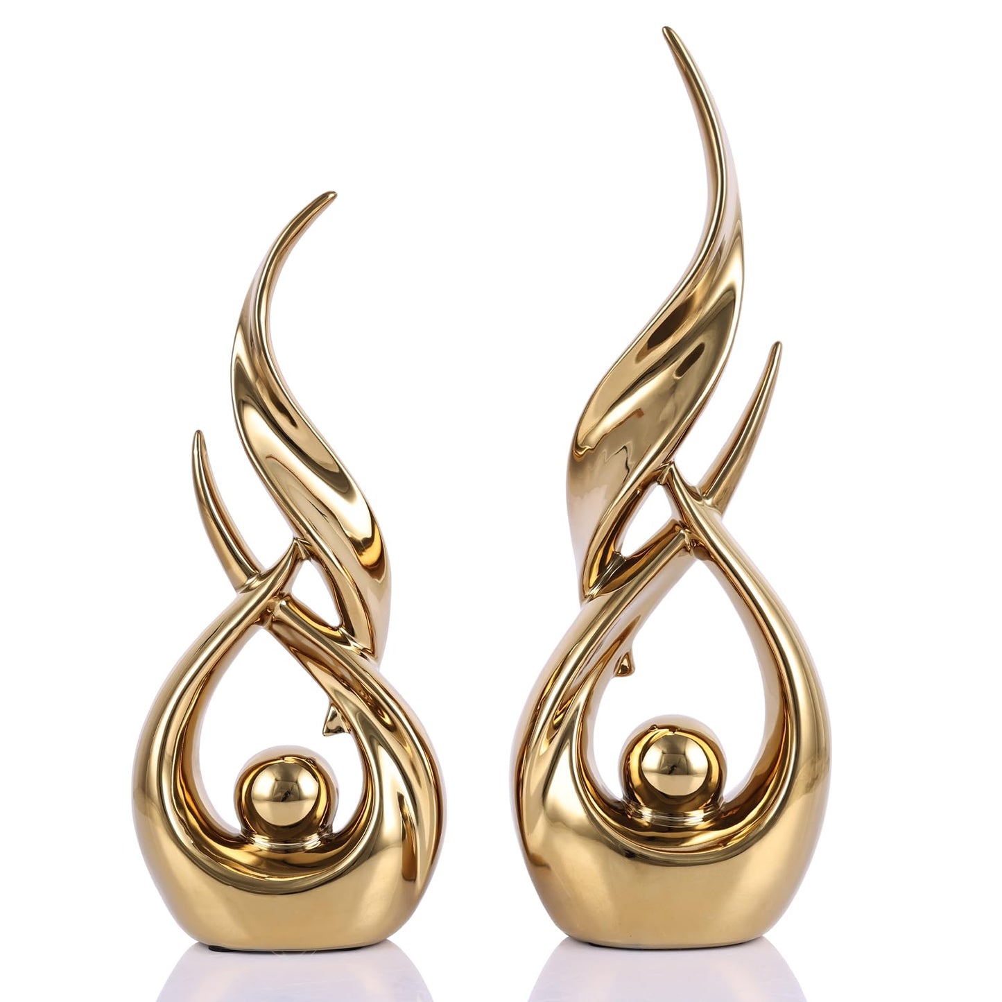 DOVDOV 2-Piece Abstract Gold Home Decor Set, Ceramic Abstract Sculptures, Modern Art Pieces, Suitable for Coffee Table Tops, Office Bookshelves, Dining Table Centers, and entryway Decor.