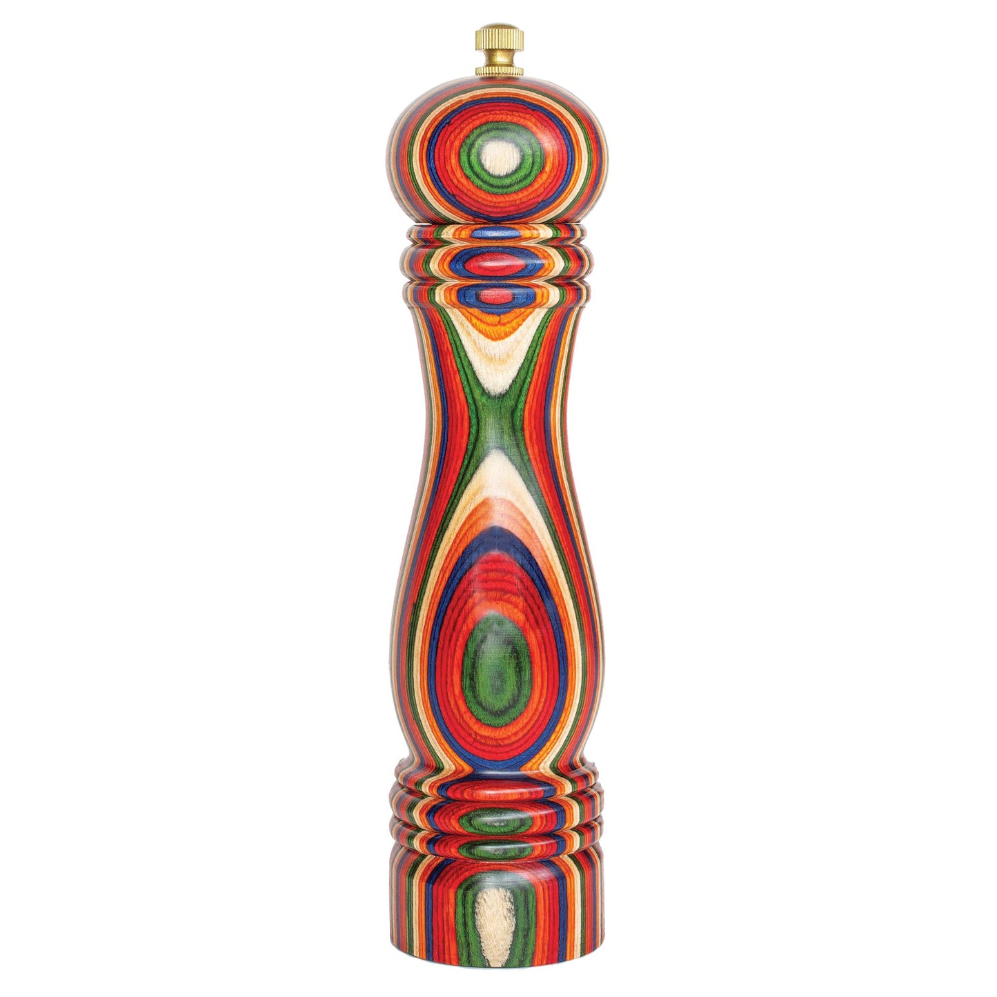 Baltique Marrakesh Wooden Pepper Grinder, Colorful Wood Pepper Mill with Adjustable Stainless Steel Grinding Mechanism, Refillable Manual Mill for Kitchen and Table Use, 8-Inch