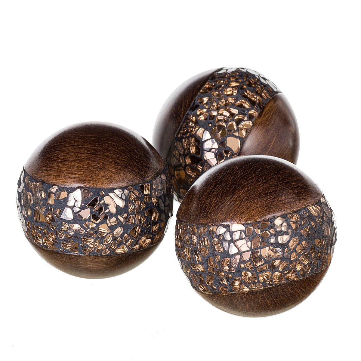 Creative Scents Schonwerk Brown Walnut Decorative Orbs for Bowls and Vase Fillers (Set of 3) Resin Sphere Balls for Living, Dining Room, Coffee Table Centerpiece Home Decor - Great Gift Idea