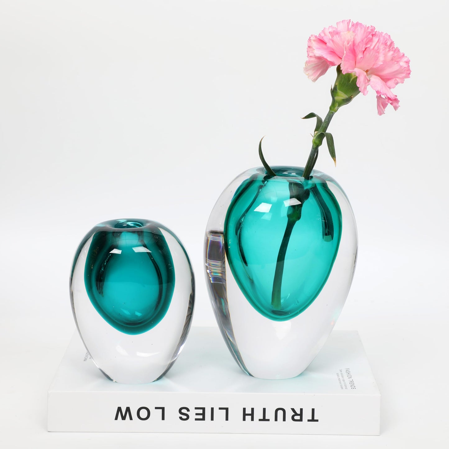 Blue Blown Glass Bubble Vase Collection Modern Art Flower Vase Decoration for Home Decor Living Room Centerpiece Art Vase Decor Room,Living Room,Library,Office（L）