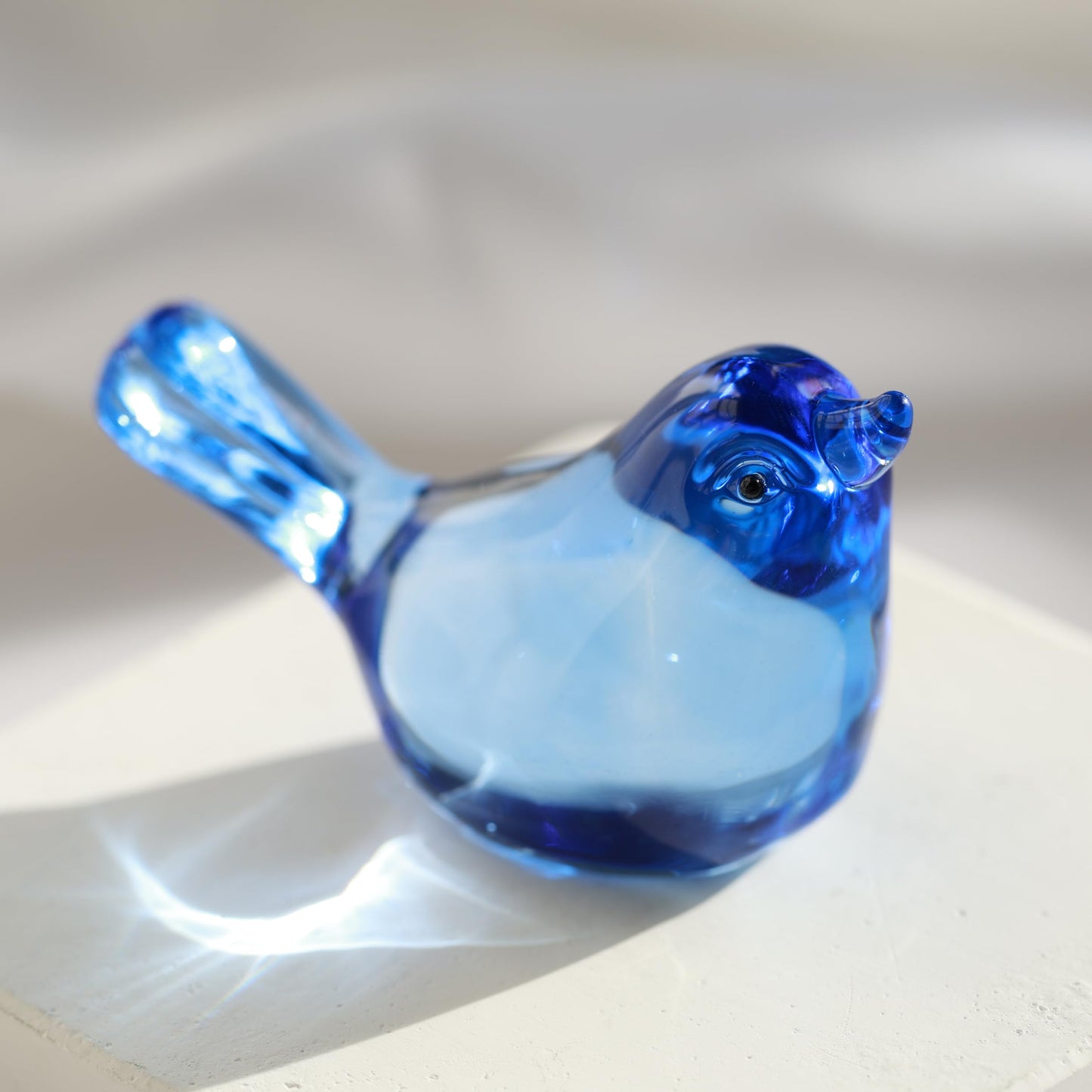 H&D HYALINE & DORA 3" Handmade Glass Bird Figurine Blown Glass Birds Ornament Crystal Glass Animals Decorative Collectible Figurines(Dark Blue)