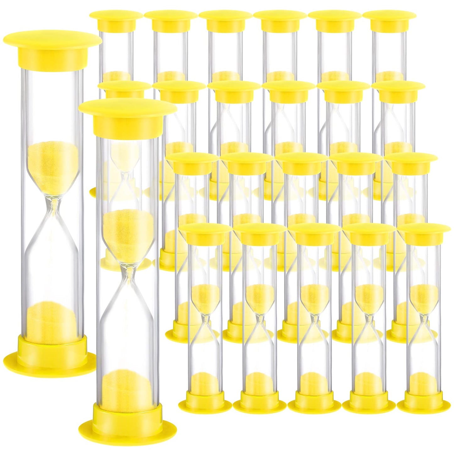 Geelin 24 Pcs 3 Minutes Sand Timer Kids 3 Mins Timer for Classroom Acrylic Covered Hourglass Clock Toothbrush Sand Timing Device for School