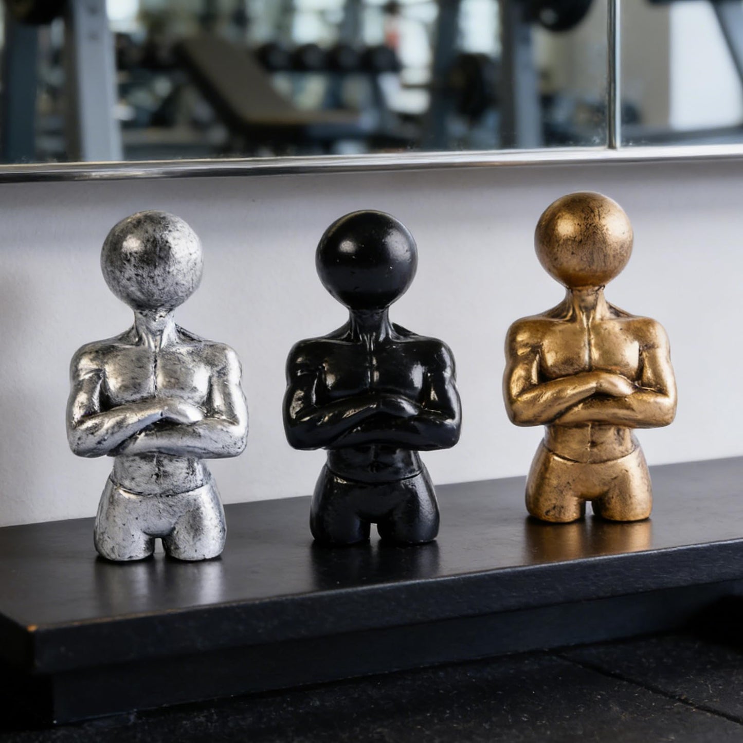 Brizoria Sculptures Unique Home Decor Abstract Male Bust Statue Crossed Arms Resin Tabletop Shelf Accent in Silver Bronze Black for Office Living Room Home Gym, Gold