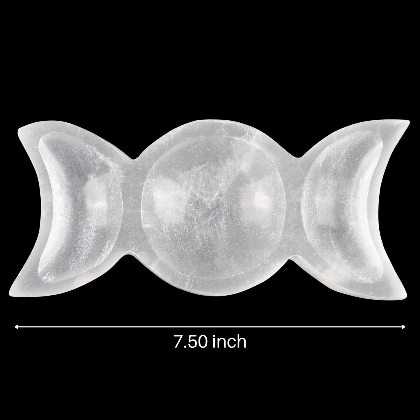 Wish Well Selenite Triple Moon Bowl – Large 7.50” Selenite Crystal Bowl – Mined & Crafted in Morocco – Ideal for Cleansing & Recharging Healing Stones, Meditation, & Crystal Spiritual Decor