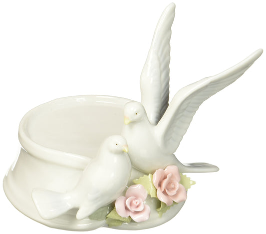 Cosmos 96280 Fine Porcelain Pair of Doves Candle Holder, 5-Inch