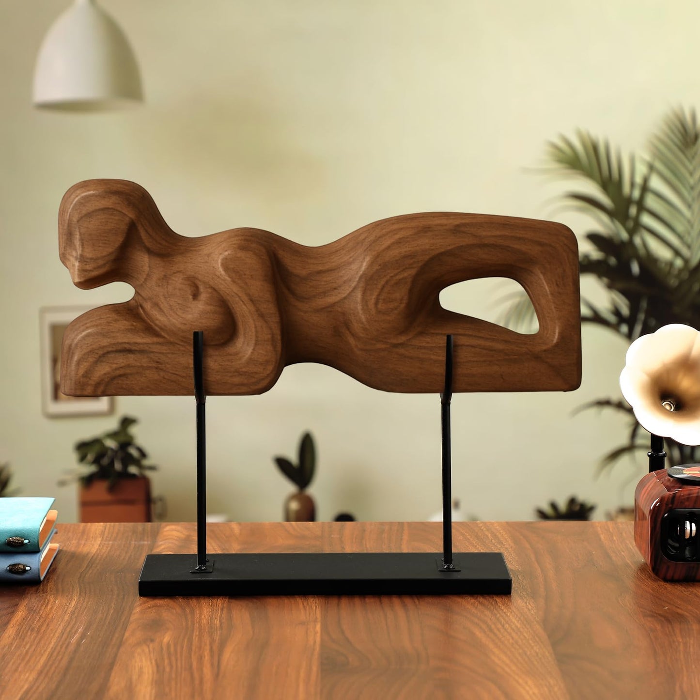 Fiwochic Double U-shaped Metal Display Stand Holder Large Black Rack for Sculptures Art Objects Collections Product Display Stand, Museum Home Office Desktop Tabletop Storage