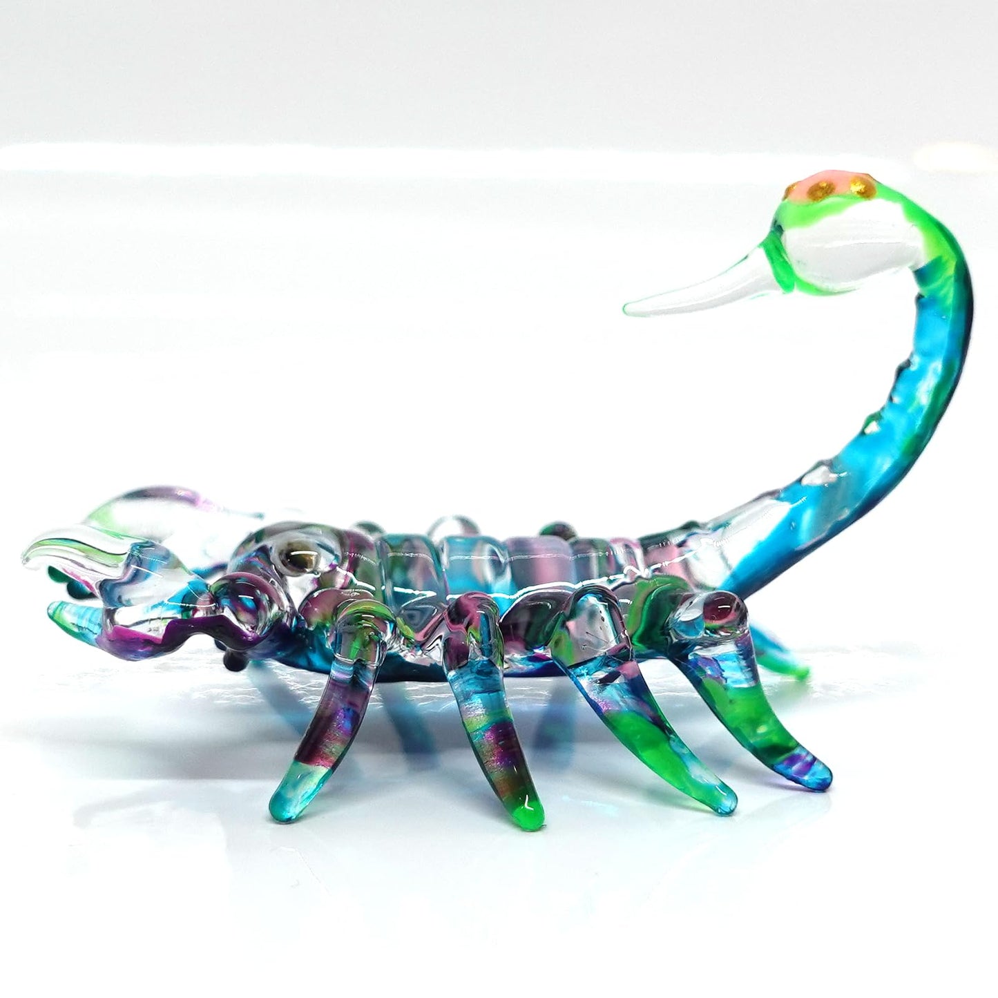 Sansukjai Scorpion Miniature Figurines Animals Hand Painted Blown Glass Art Collectible Gift Decorate (Multi-Pastel)