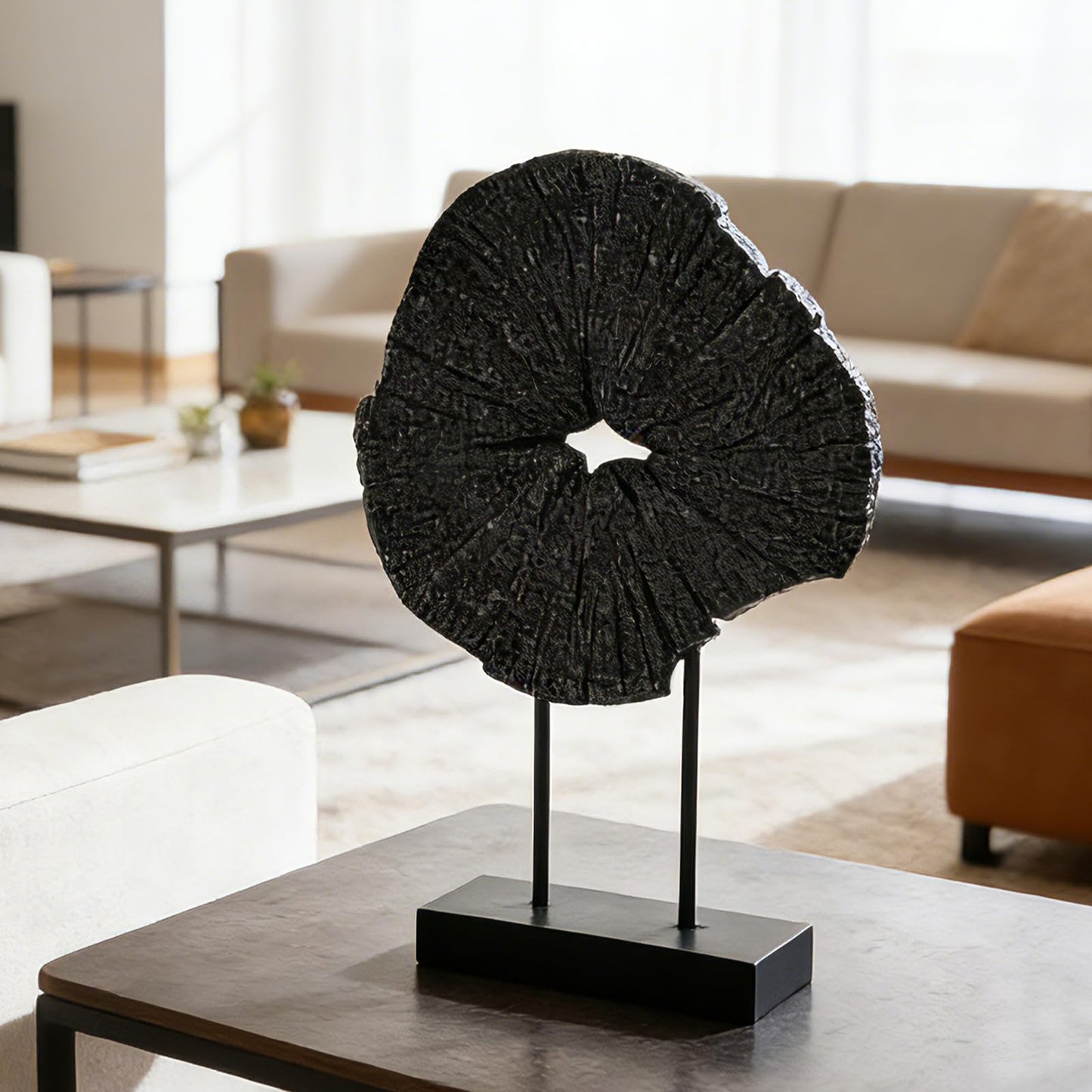 LC LCdecohome Black Art Modern Abstract Sculpture - Solid Black Art Sculpture for Home Décor Minimalist Decorative Statue for Living Room Office Desk Shelf Handcrafted Art Piece 7.25 * 2.5 * 12 Inch