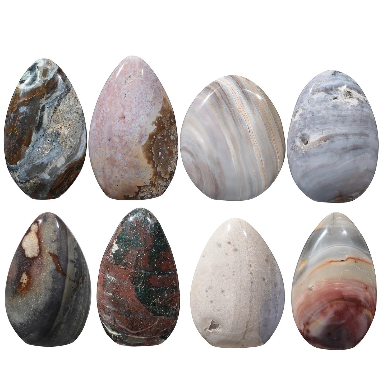 Sportmusies Natural Ocean Jasper Stone Self-Standing Centerpiece Desk Table Home Decoration, Irregular-Shaped Crystal Mineral Specimen Collection Meditation Reiki, 4.92-6.88 inches
